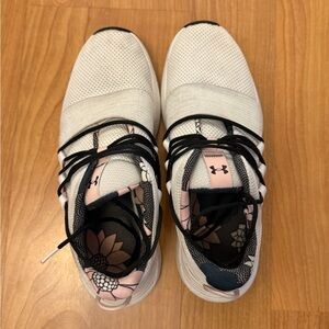 Under Armour Cream and Black Floral Sneakers